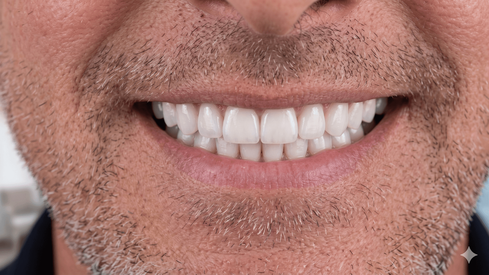 Sorriso naturale e uniforme dopo impianti e corone fisse